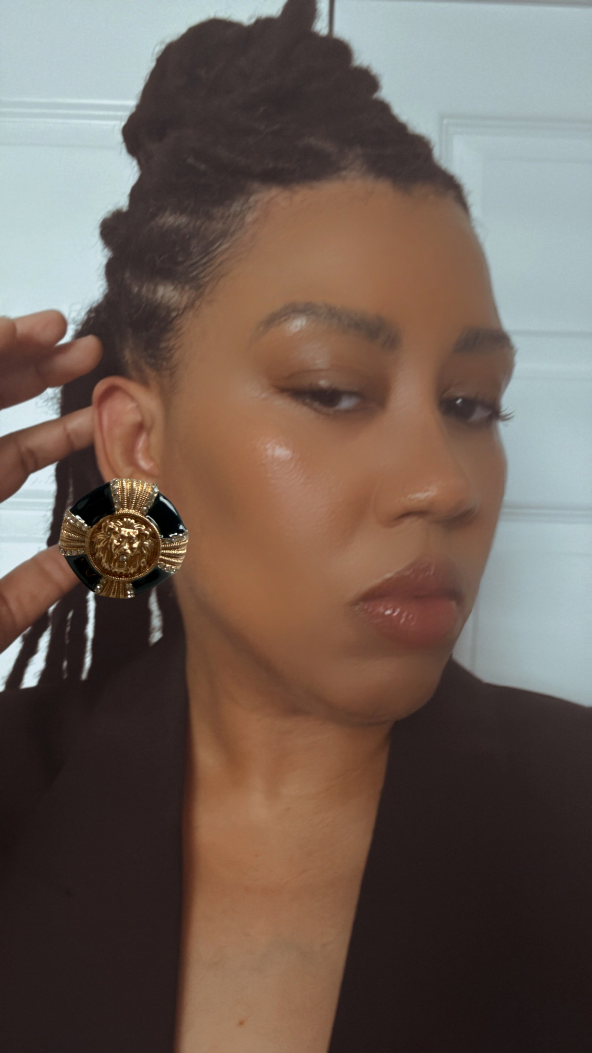 Black Lion Stud Earrings