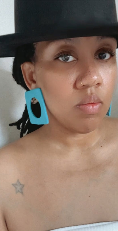 Turquoise Statement Earrings, Clay Earrings, Statement Earrings