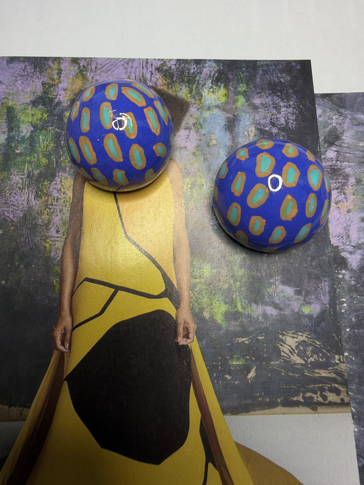 Ashanti Ear Bobs | Retro Hand-Painted Dome Earrings