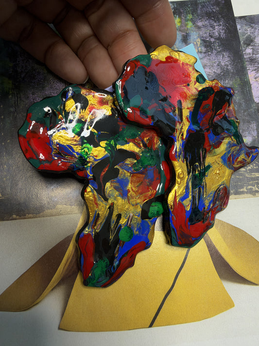 Africa Earrings, Hand-Sculpted & Painted in Living Color