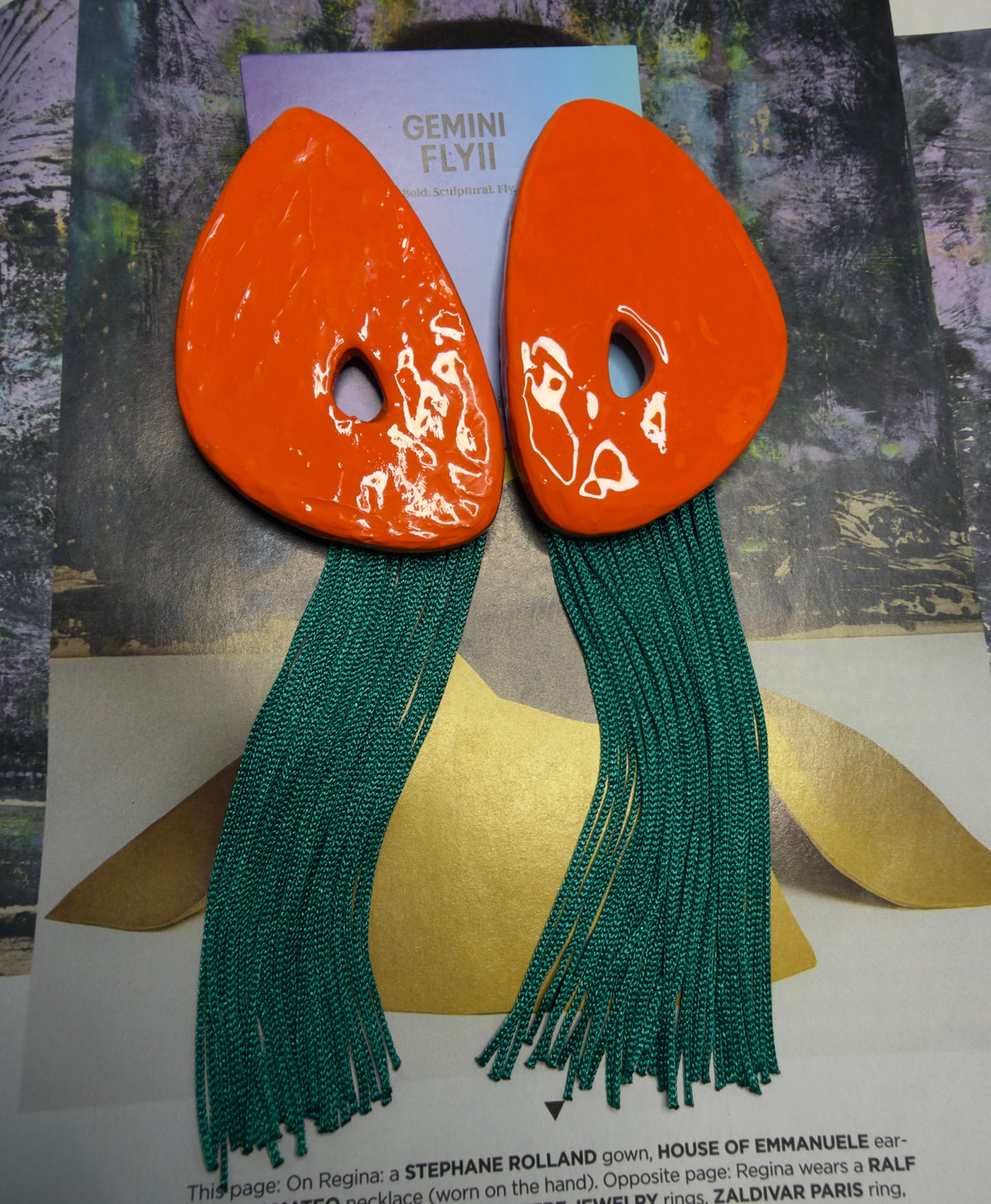 Amara Orange Fringe Statement Earrings | Hand-Sculpted Clay