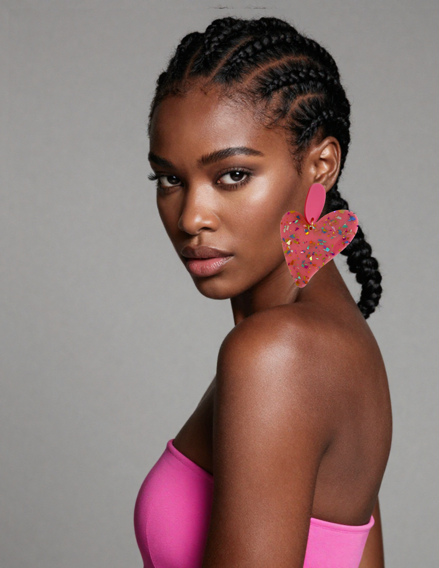 Pinky Heart Earrings
