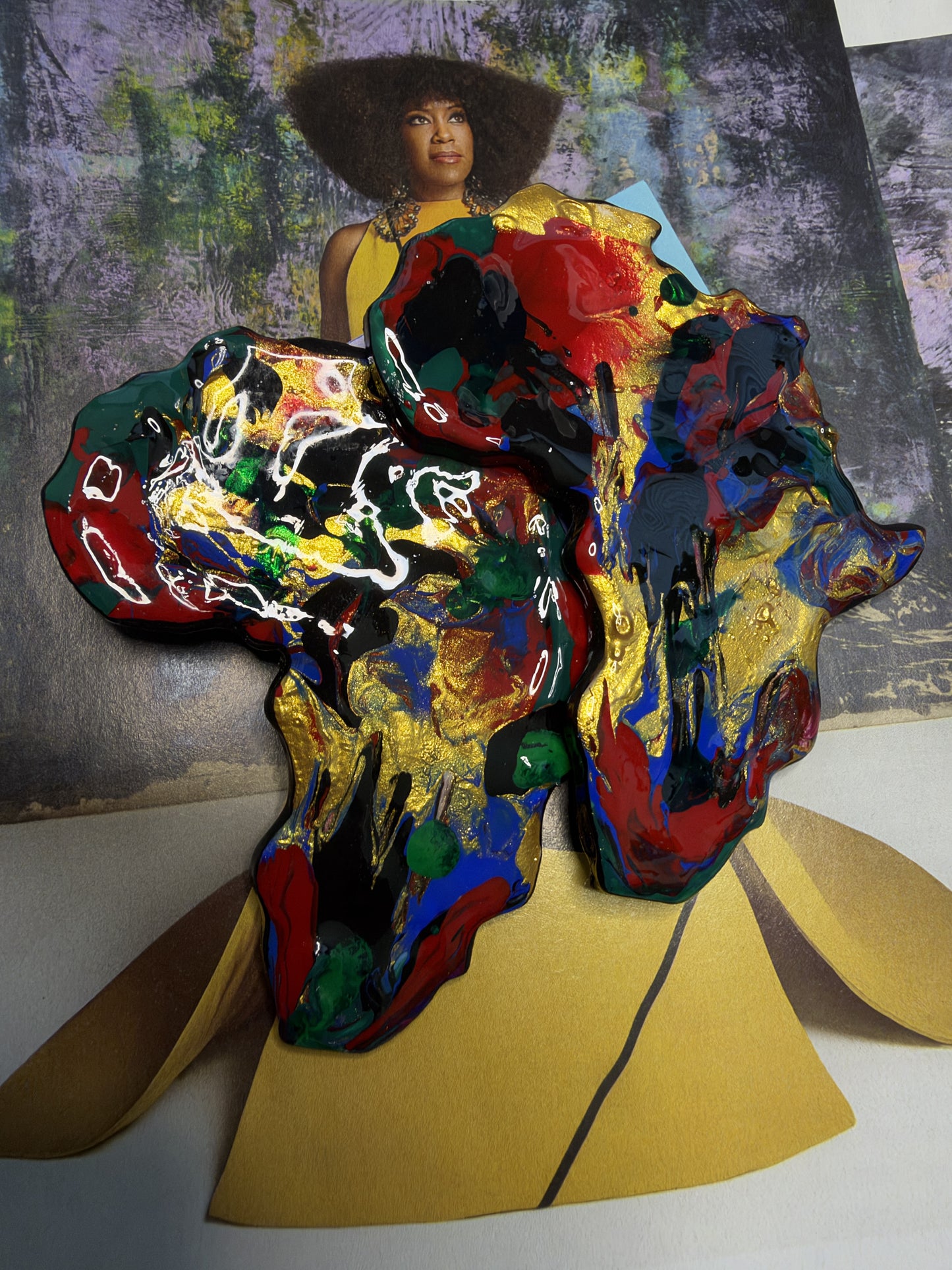 Africa Earrings, Hand-Sculpted & Painted in Living Color