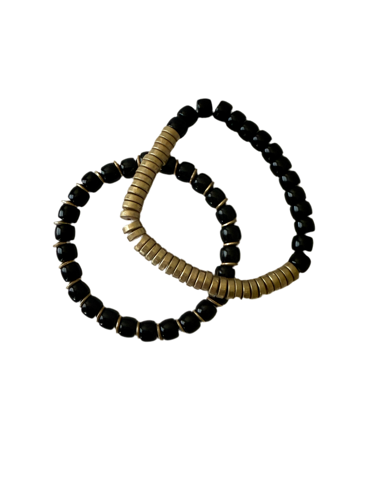 Black and Gold Beaded Bracelet Set