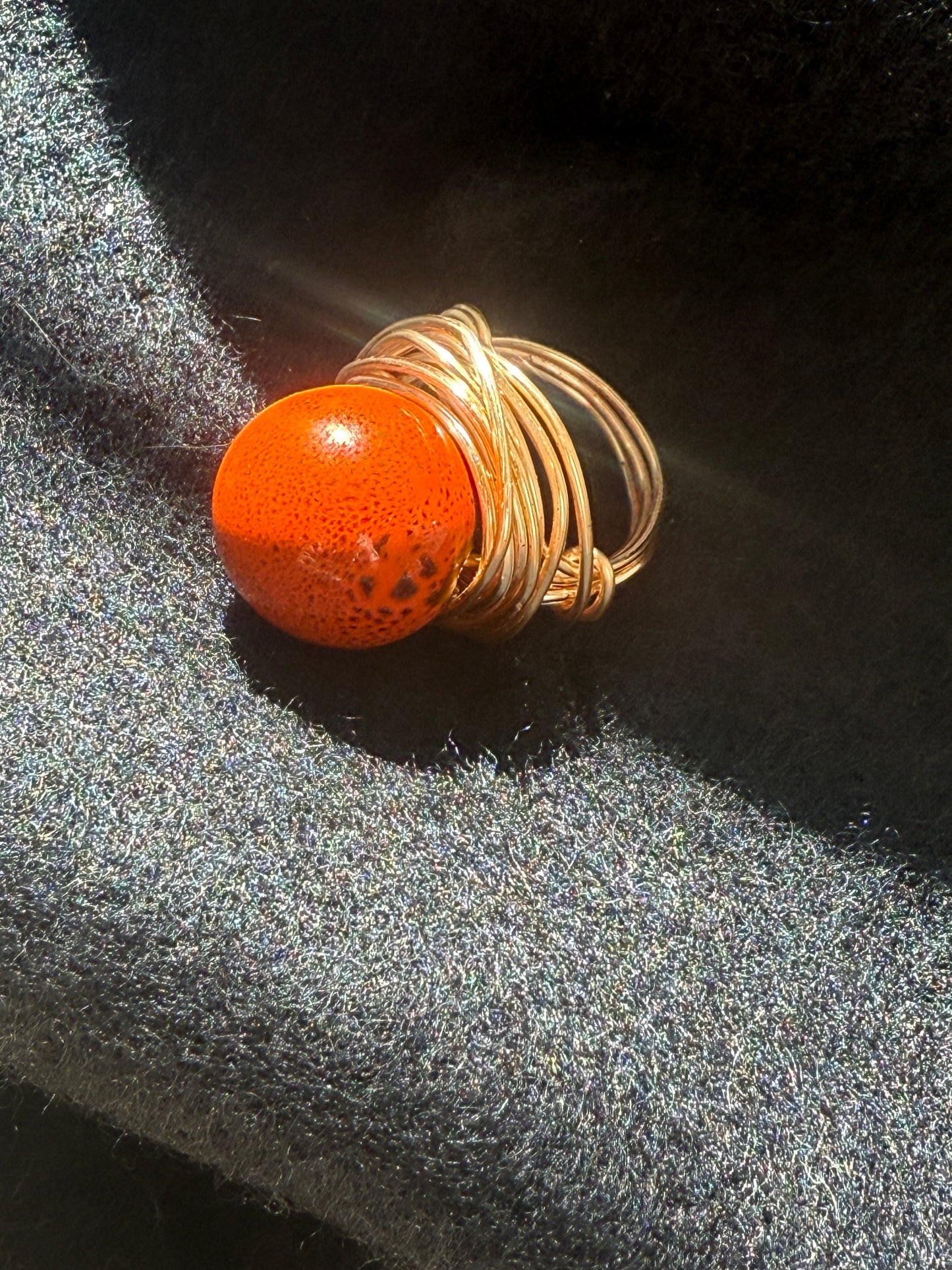 Orange Full Moon Ring