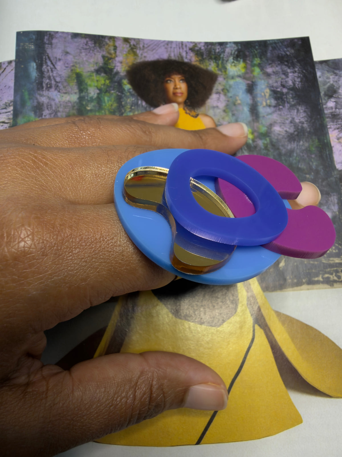 Zola Acrylic Statement Ring | Adjustable Color-Block Cocktail Ring