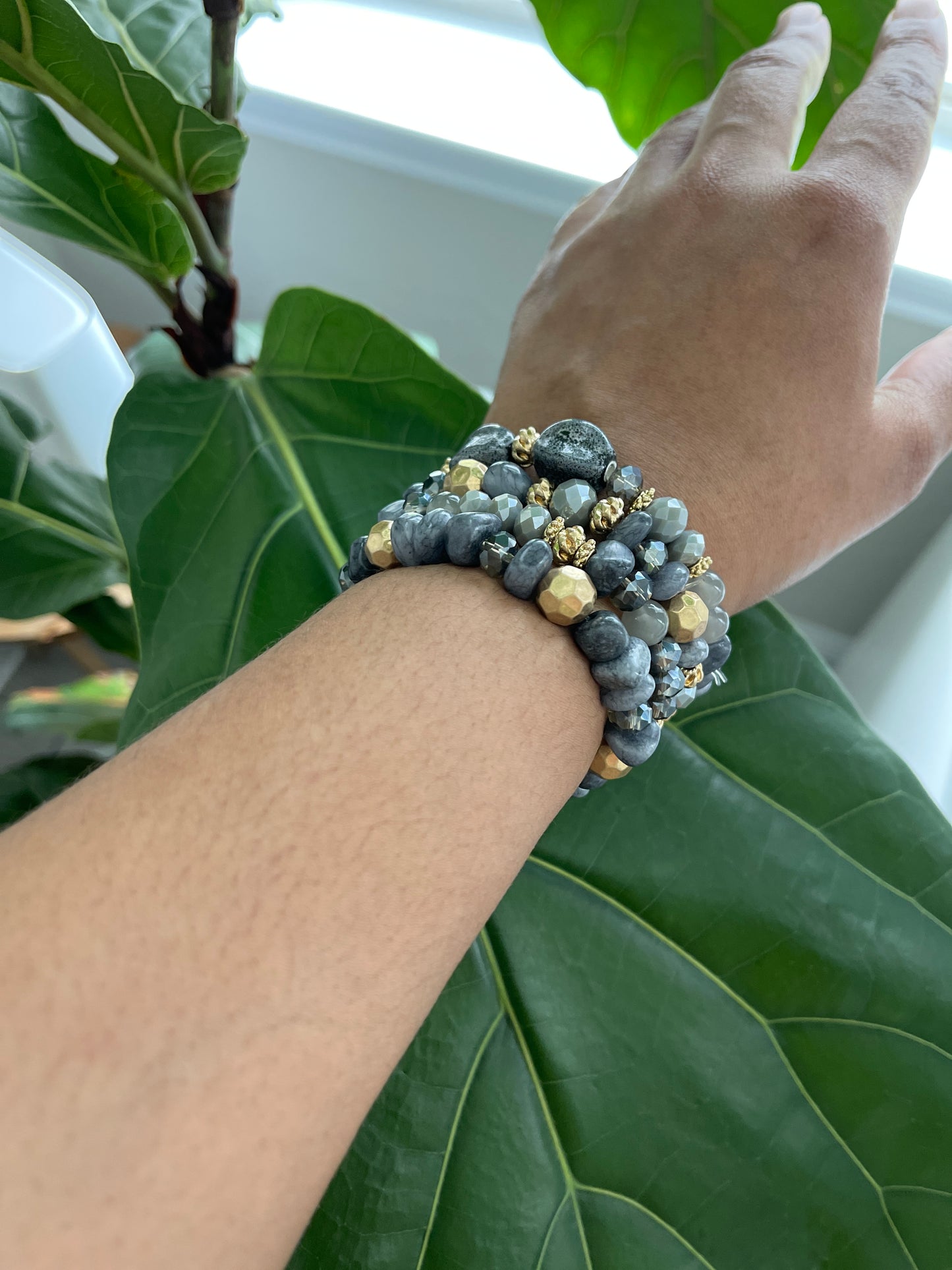 Style Twenty-Eight-Gray and Gold Bracelet Set