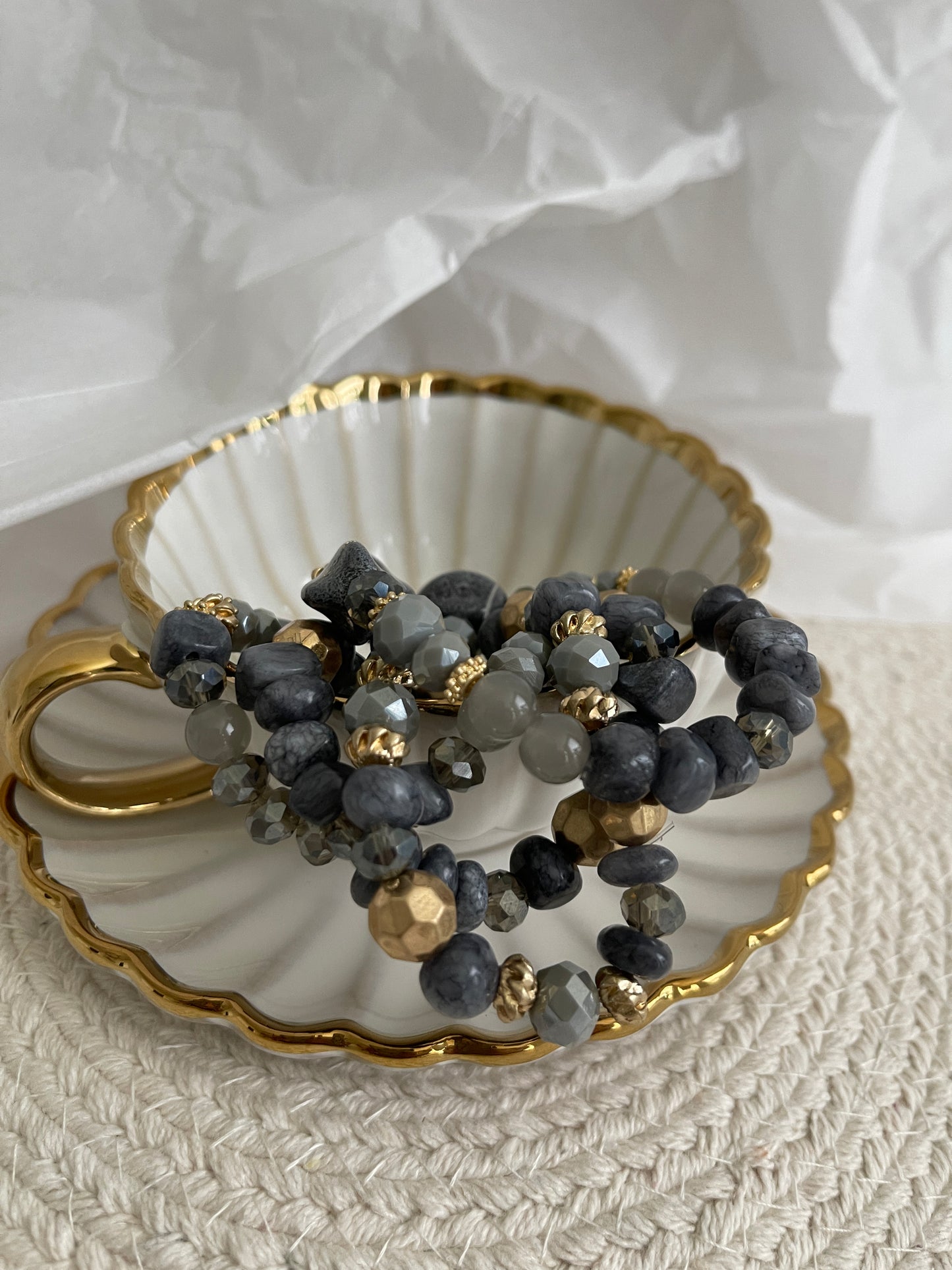 Style Twenty-Eight-Gray and Gold Bracelet Set