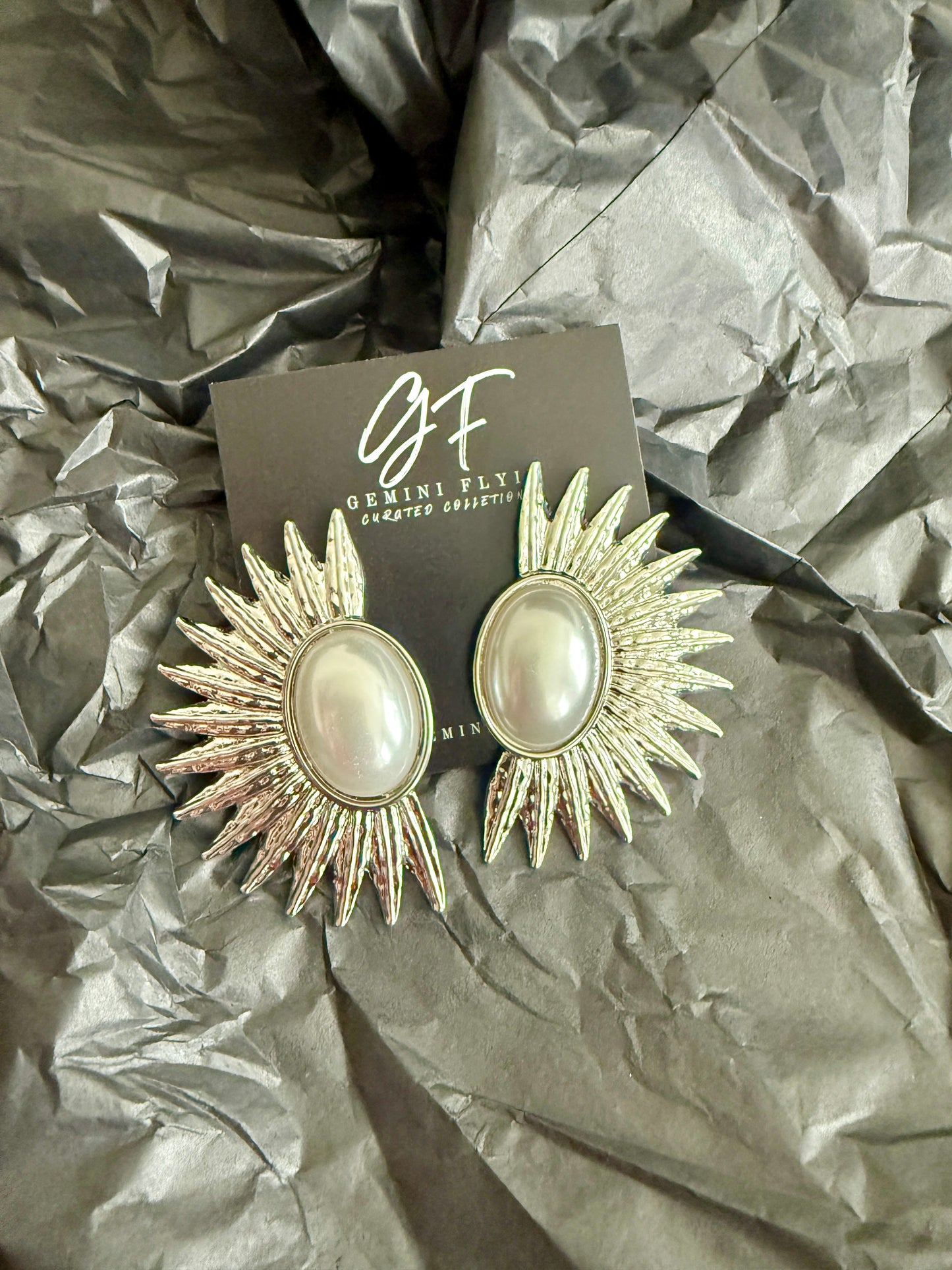 Silver Sun Ray Earrings