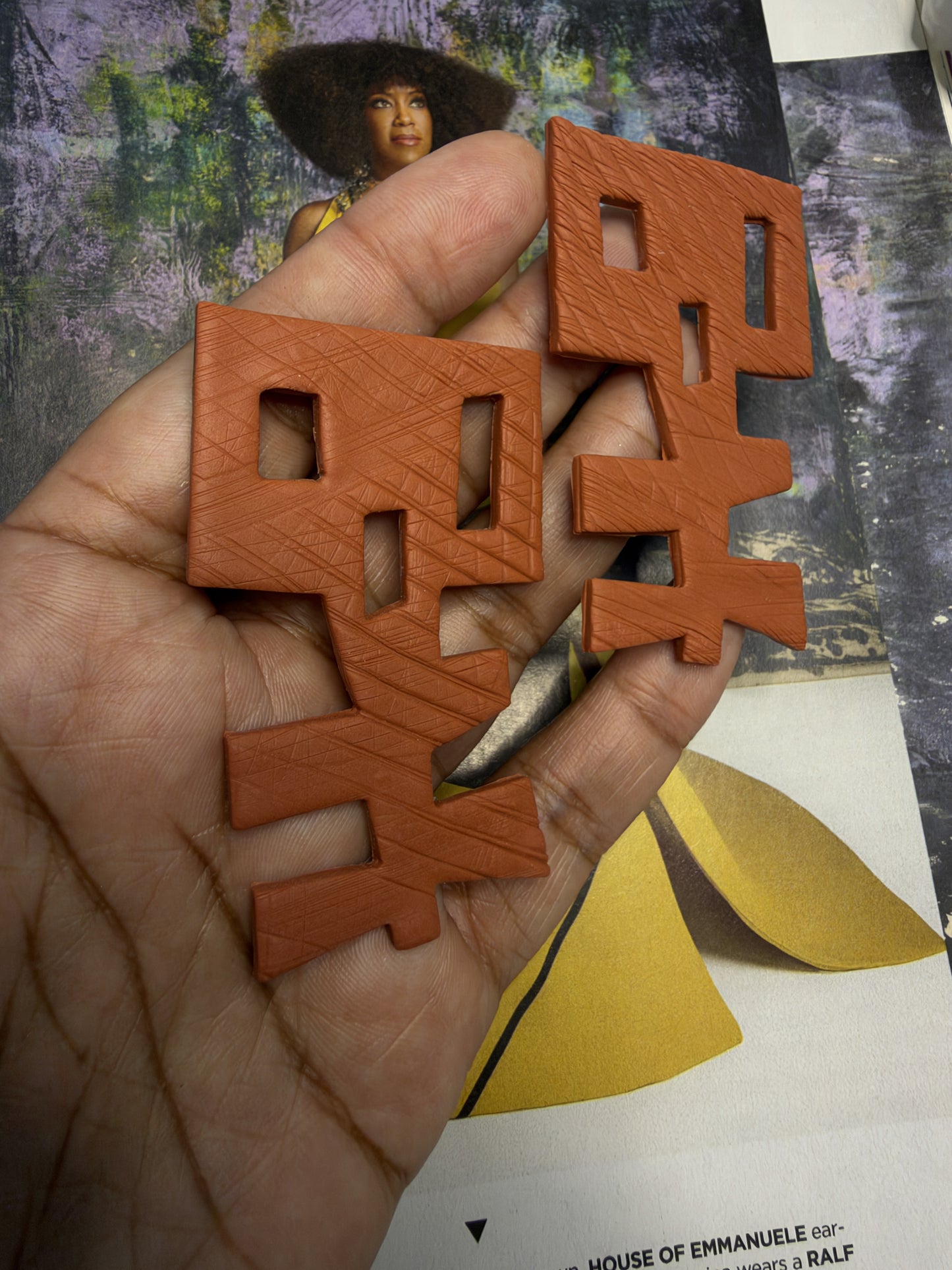 Wizzy Terracotta Statement Earrings | Hand-Sculpted Geometric Clay