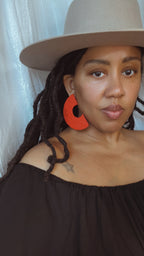 Red Hooked Hooped Statement Earrings