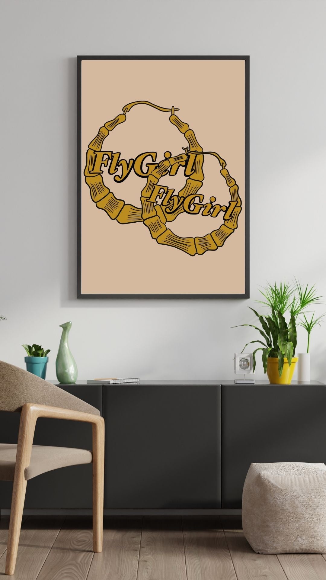 Fly Girl Hoop Earrings- Digital Artwork