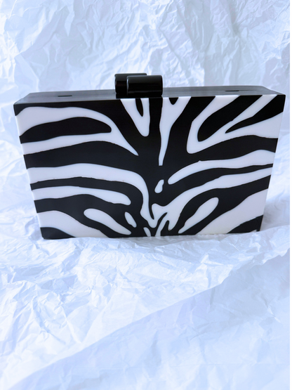 Zebra Print Box Clutch Bag