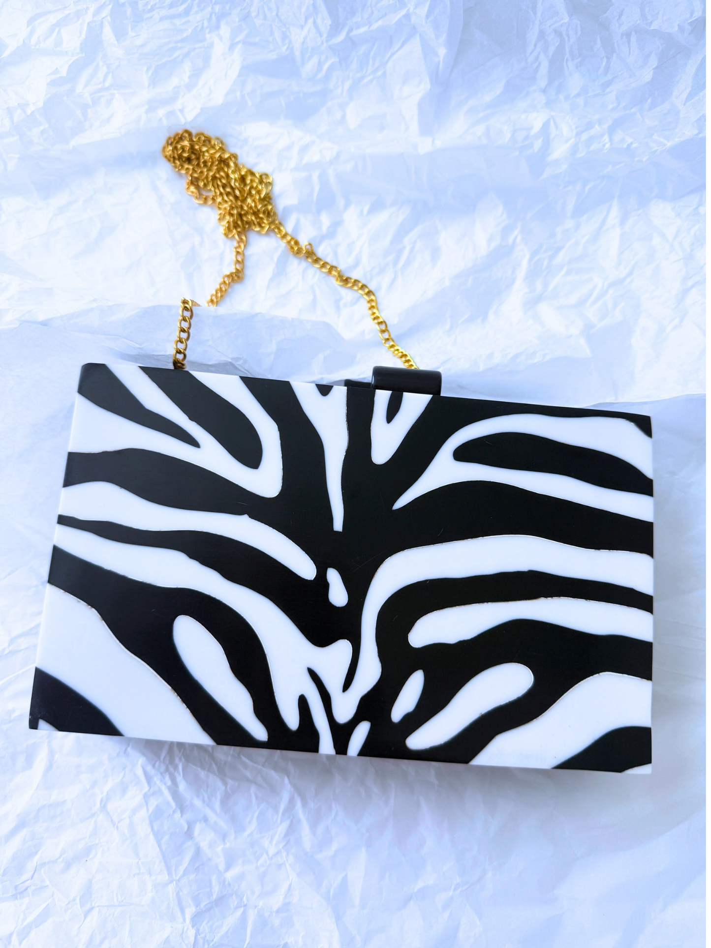 Zebra Print Box Clutch Bag