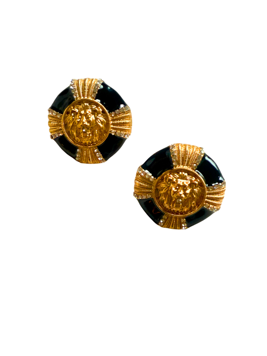 Black Lion Stud Earrings