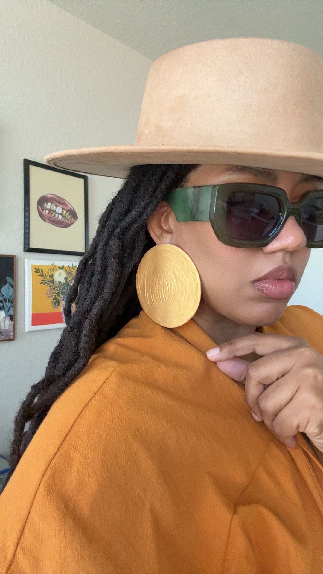 Golden Sun Disc Earrings